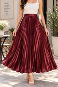 AA 0111 Satin Pleated Maxi Skirt