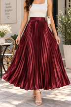 AA 0111 Satin Pleated Maxi Skirt
