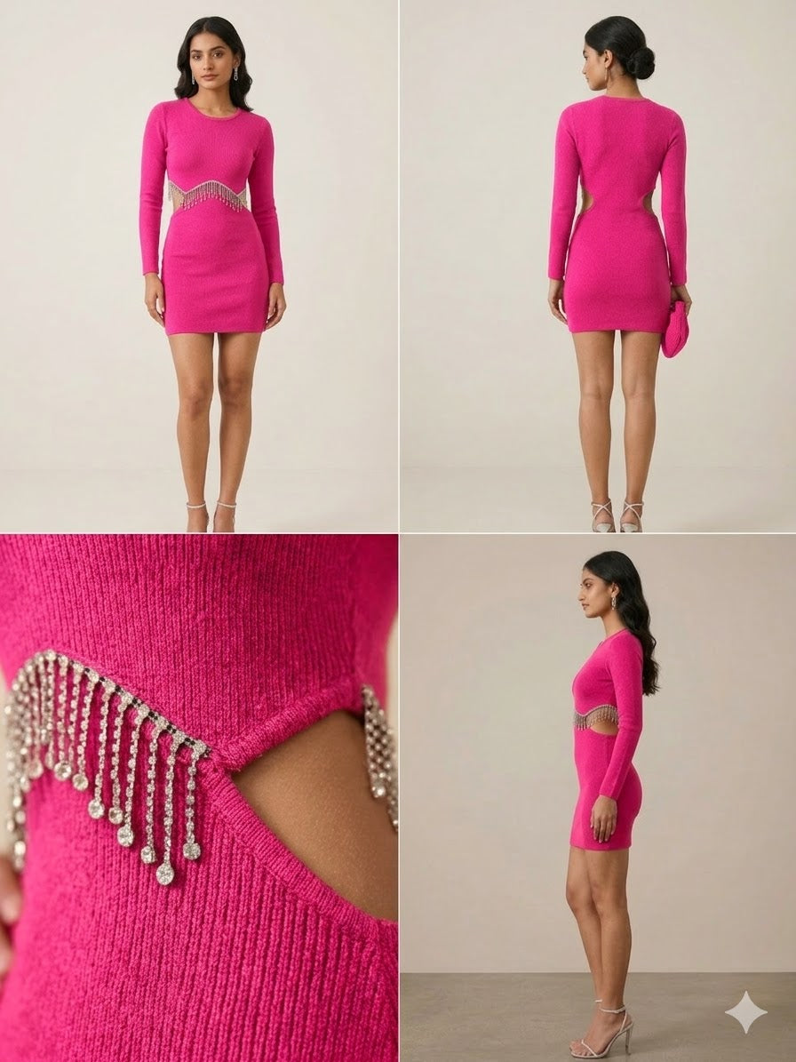 AP1734-Amethyst Glow Cutout Dress