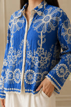 AA 102 Embroidered Denim-Feel Shirt Top