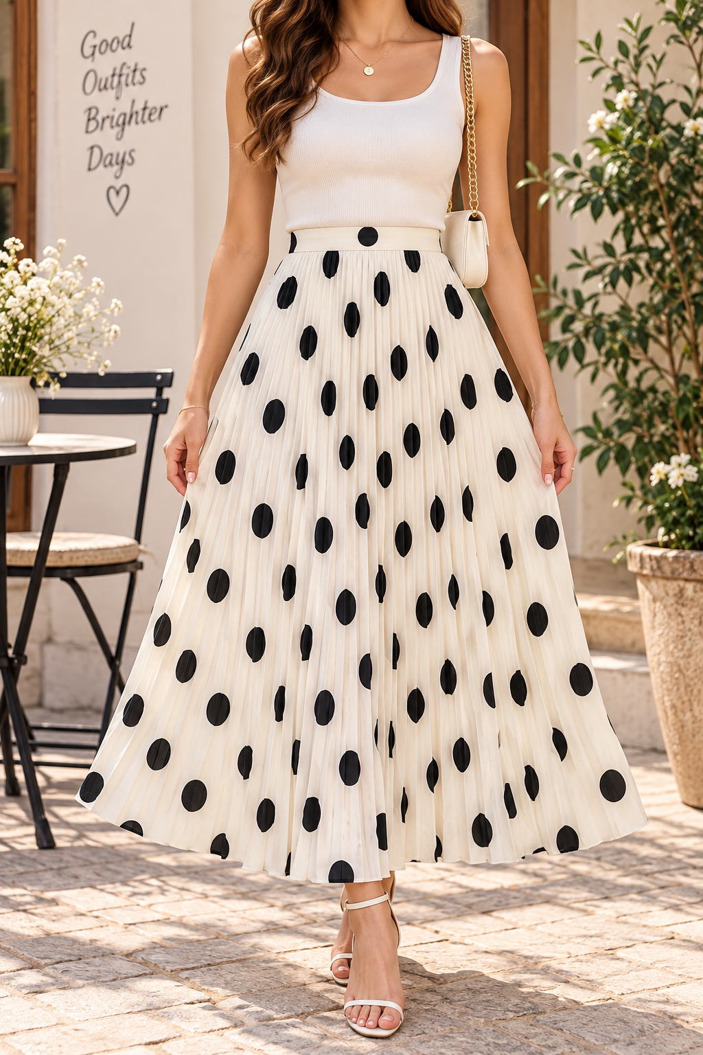 AA 0111 Blush Long Polka Dot Skirt